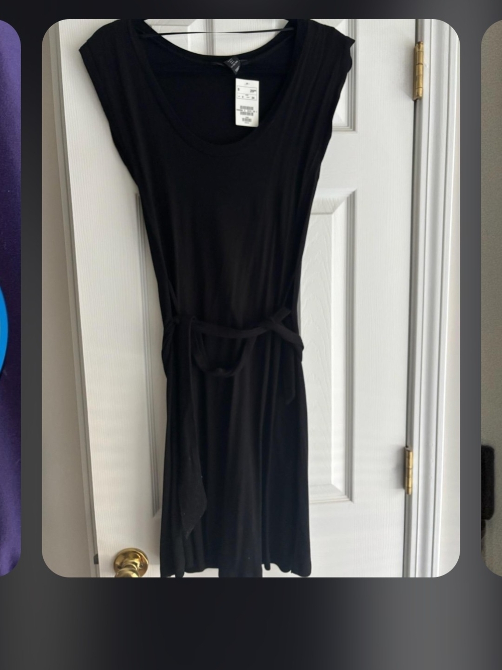 H&M Black Belted Size 4 Scoop-Neck Women's Dress Nwt